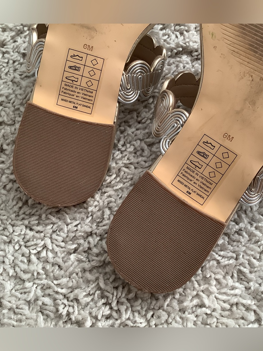 WORN ONCE! White House Black Market Mixed Metal Flat Sandal - Picture 8 of 9